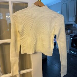 Dynamite Ivory Ribbed Short Cardigan